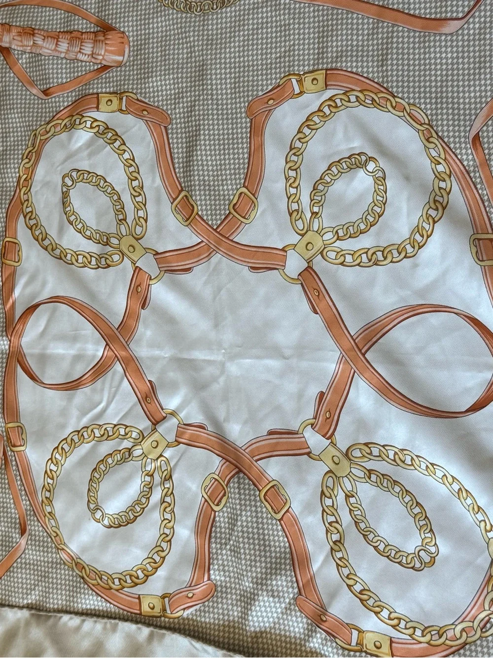 Nordstrom’s made in Italy, silk scarf horse bit chain